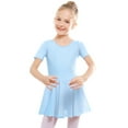 thumbnail image 2 of Stelle Ballet Leotard Short Sleeve Criss-Cross Back Dress with Chiffon Skirt, Ballerina Outfit for Girls,Blue,7-8 Years, 2 of 8