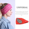 thumbnail image 3 of Crochet Headbands Winter Leaves Pattern with Pattern Headbands Rhinestones Elastic Head Protector Wide Warm Chunky Hair Accessories for Girls Red, 3 of 6