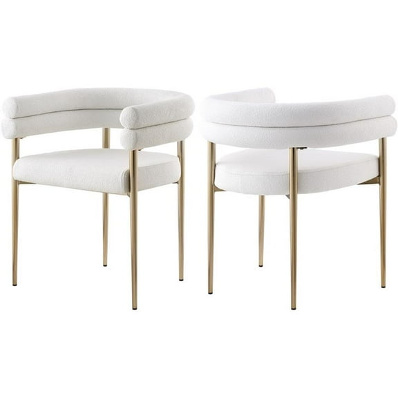 Pemberly Row Modern Cream Boucle Fabric Dining Chair (Set of 2)