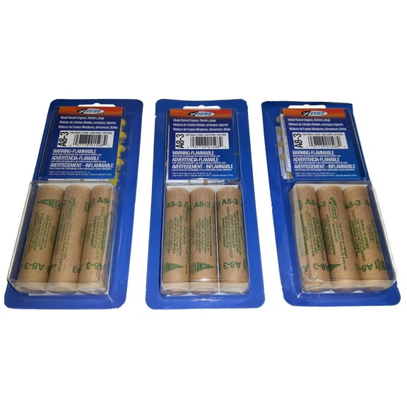 Estes A8-3 Bulk Pack - 3 Packs of 3 for 9 Engines / Motors with Starters