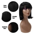 thumbnail image 4 of Unique Bargains Wigs for Women 14" Black Bob Wig with Wig Cap, 4 of 6