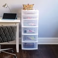 thumbnail image 5 of Homz Plastic 6 Clear Drawer Medium Home Storage Container Tower (2 Pack), 5 of 6