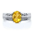thumbnail image 2 of Gem Stone King 1.30 Ct Oval Yellow Citrine 925 Sterling Silver Ring (Size 9), 2 of 4
