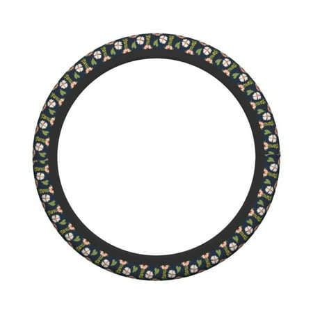 XMXY Car Steering Wheel Cover, Small Pink Flowers Decorative Non-Slip Jeep Truck Universal Elastic Steering Wheel Protector 15 inch