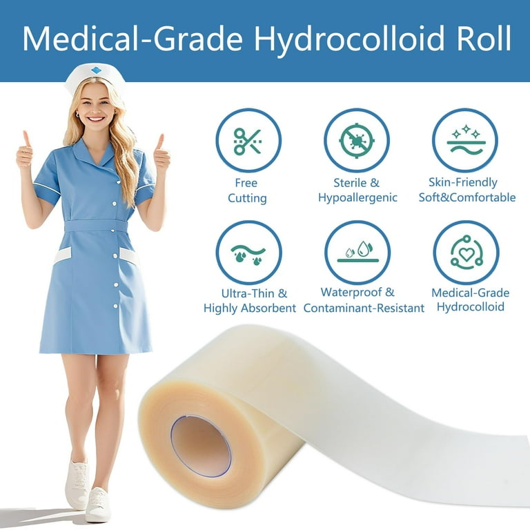 Hydrocolloid Roll For Wound Care - Medical Grade Self-Adhesive Gel