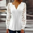 thumbnail image 2 of Kcodviy Women's Spring and Autumn Plus Size Workout Tops for Women Lace Sleeves Pressed Tunic Tops for Women Pleated Button Base Shirt Tunic Tops for Women Plus Size Top, 2 of 4