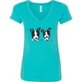 thumbnail image 3 of Inktastic Boston Terriers (dark Apparel) Women's V-Neck T-Shirt, 3 of 5