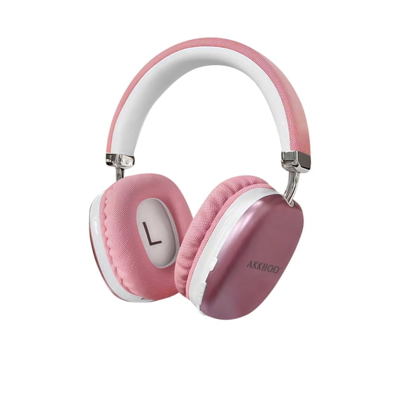 AKKHOO Active Noise Cancelling Wireless Headphones, Bluetooth 5.3 Over-Ear Headset with Mic, Pink, Long Battery Life for Travel & Work