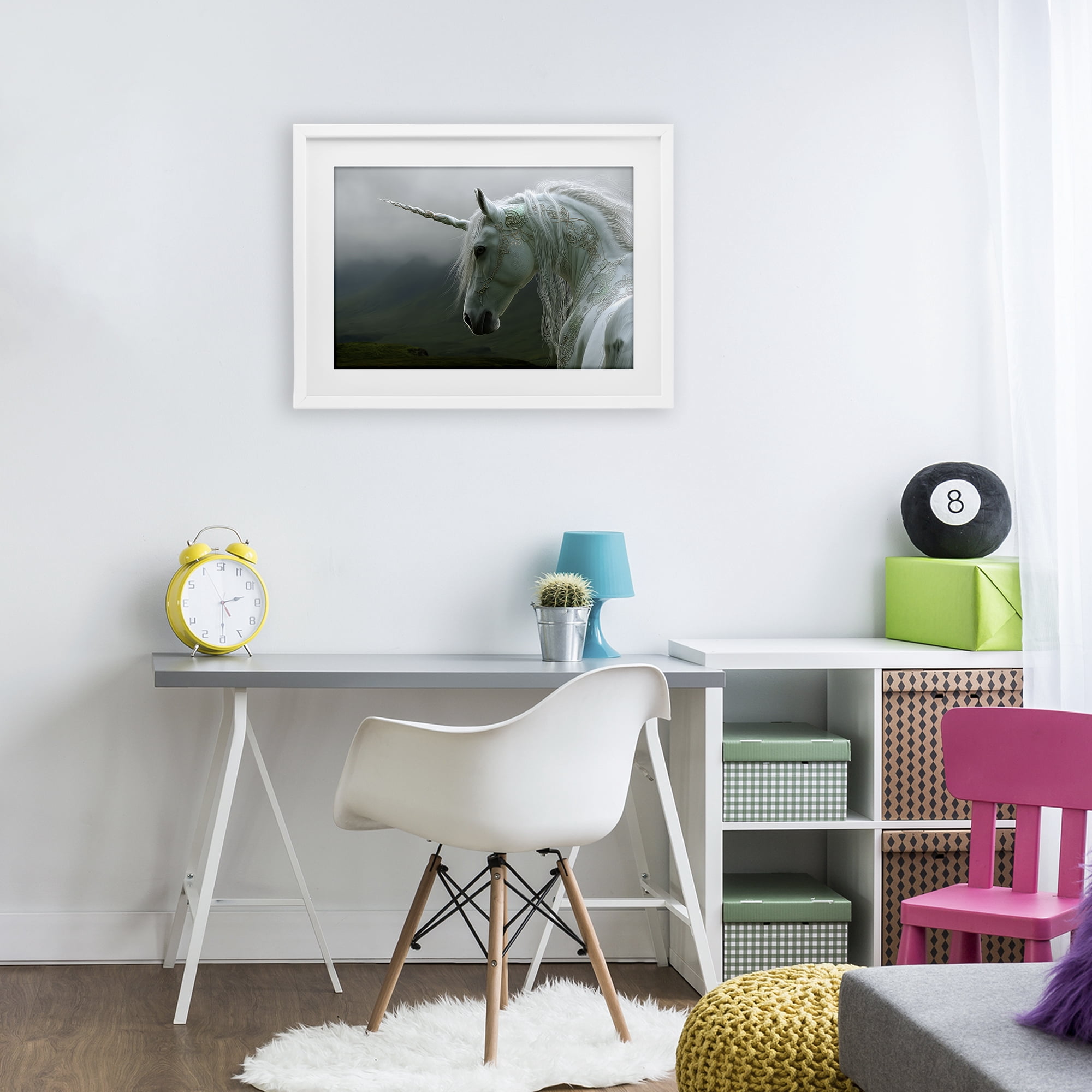 Stupell Industries Dreamy Celtic Unicorn White Framed Print Under Glass, design by The Wands Want