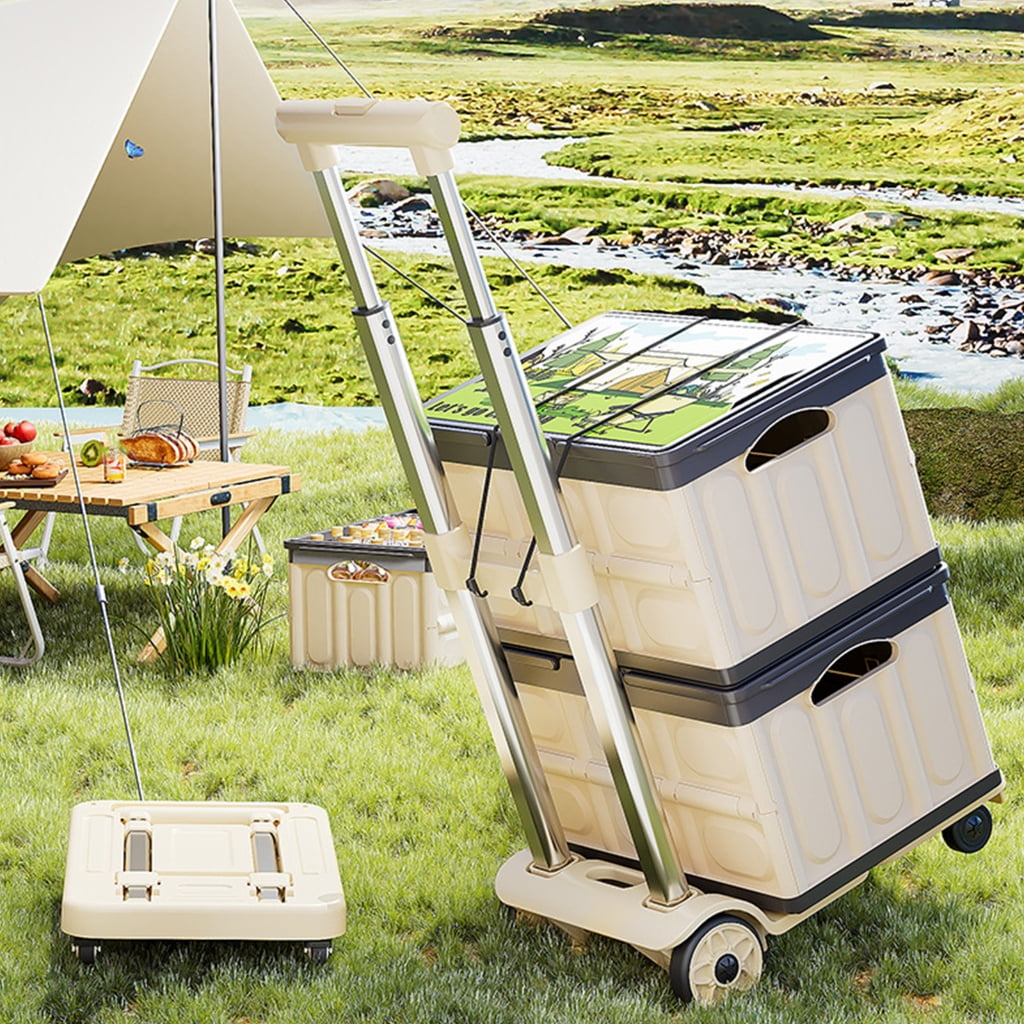 Heavy Duty Aluminum Hand Truck Small Folding Cart Garden Trolley for Airport Travel Outdoor Moving with Shockproof Wheel