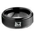thumbnail image 2 of Tungsten Oregon The Beaver State Love Heart Band Ring 8mm Men Women Comfort Fit Black Step Bevel Edge Brushed Polished, 2 of 4