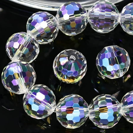 Dowarm 100PCS 8MM Crystal Glass Beads for Jewelry Making, Crystal Paradise Faceted Crystal Beads for Crafts Bracelet Wind Chimes Suncatcher, 5003 Rondelle Spacer Beads, Loose Gemstones