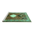 thumbnail image 2 of Ahgly Company Machine Washable Indoor Square Persian Turquoise Blue Traditional Area Rugs, 4' Square, 2 of 4