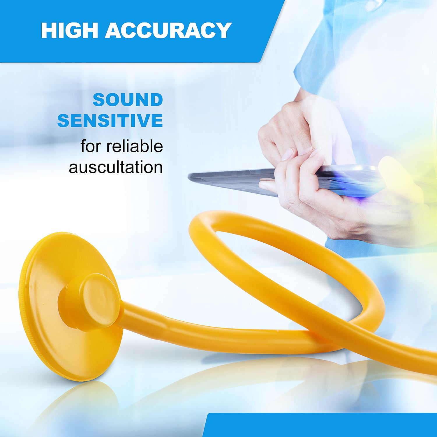 Primacare DS-9294 Pack of 10 Yellow Disposable Stethoscopes with Sound Sensitive Chestpiece and 22 PVC Tubing | Single Patient Use Ultra Lightweight Stethoscope for Home, Education, Doctors, Nurses
