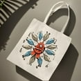 thumbnail image 2 of Stylish Cream Canvas Tote Bag with Red Ribbon Emblem Blue & Gray Fish Design Perfect for Shopping Travel & Parties, 2 of 6