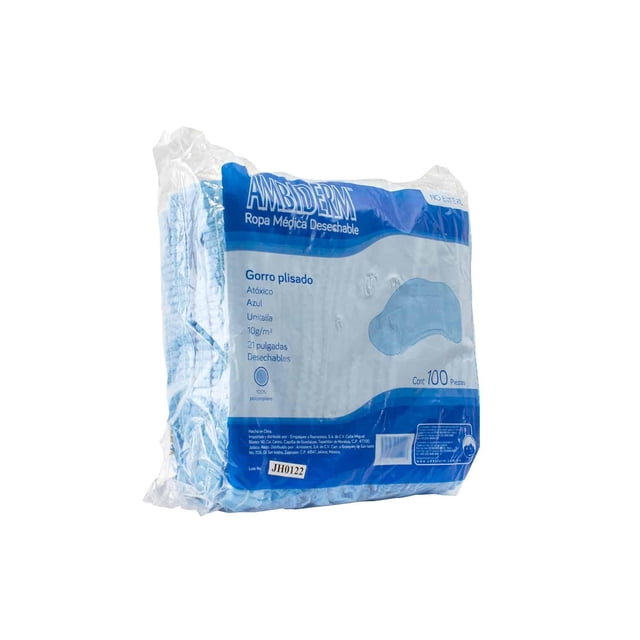 Gorro Plisado Desechable - 100 piezas - Ambiderm azul Ambiderm GRROPLSDOAMB