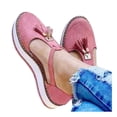 thumbnail image 4 of Women's Slip On Shoes Flats Soft Knit Lightweight Flats Fashion Comfortable For Walking Sneakers Slip On Shoes Pink 9, 4 of 7