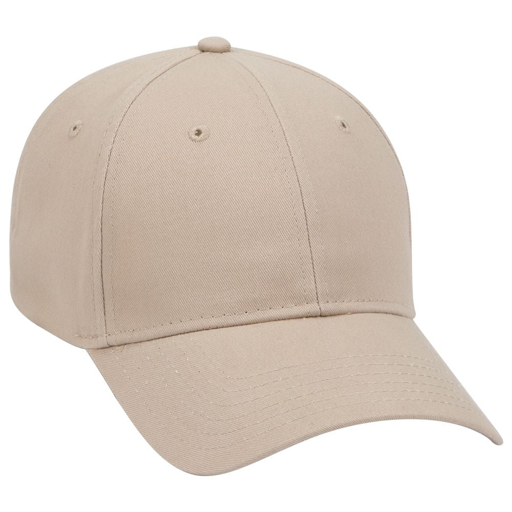OTTO Brushed Cotton Twill 6 Panel Low Profile Baseball Cap Khaki