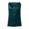thumbnail image 4 of MIXUE Boho Tops For Women Summer Solid Color V Neck Button Sleeveless Vest Tee Shirts Sportswear,Green,L, 4 of 5