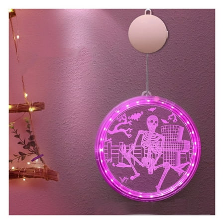 

Halloween Hanging Lamp With Sucker Cup Window Light Decoration Light With Pumpkin Witch Hat Pattern For Outdoor Indoor