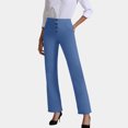 thumbnail image 3 of Women's Stretchy Bootcut Work Pants - High Waisted Slim Fit with Side Pockets, Light Blue Size M, 3 of 5
