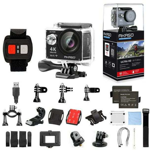 emocional motor arrendamiento AKASO 4K WIFI Sports Action Camera Ultra HD Waterproof DV Camcorder 12MP  170 Degree Wide Angle, Black (EK7000) - Walmart.com