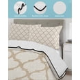thumbnail image 3 of Full Size Quilt Bedding Set, Beige Moroccan Reversible Summer Quilt 3 Pieces, Morocco Geometric Quatrefoil Lattice Lightweight Bedspreads Coverlets with 2 Pillow Shams for All Seasons, 3 of 5