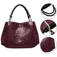 thumbnail image 3 of Women Large Alligator Pattern Faux leather Top-handle Bag Handbag Travel Tote, 3 of 8
