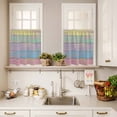 thumbnail image 3 of 3 Piece Kitchen Curtains and Valances Set Easter Cafe Curtains 36 Inch Length Farmhouse Ombre Colorful Wooden Grain Retro Valance & Tier Curtain for Living Room Bedroom Small Window 54"x18"+27"x36"*2, 3 of 6