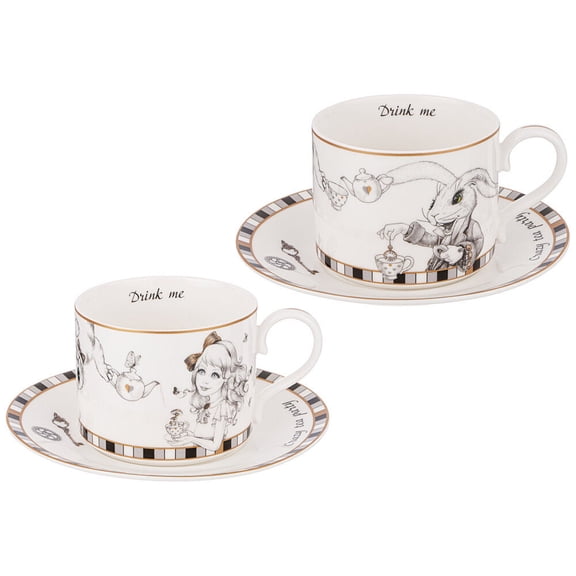 STPgoods Fairytale Porcelain Tea Cup and Saucer Set for Two 10.1 fl oz (300 ml) Kitchen Teacup Cup & Saucer Set Tea and Coffee Cup