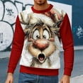 thumbnail image 4 of Telankuip Funny Reindeer Graphic Christmas Sweatshirts for Men 2025 Fashion Color Block Long Sleeve Crewneck Pullovers 3D Printed Xmas Holiday Hoodless Tops Red XL, 4 of 4