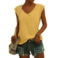thumbnail image 2 of Womens Cap Sleeve Crop Tops Cotton T Shirts Crewneck Loose Fit Short Sleeves Tee Summer Fashion Clothes 2026 Yellow M, 2 of 5