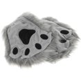 thumbnail image 3 of FELTECHELECTR Un par de guantes grises de piel sintética de Halloween con pelo largo, mitones de patas de animal, guantes cálidos de medio dedo para invierno., 3 of 7