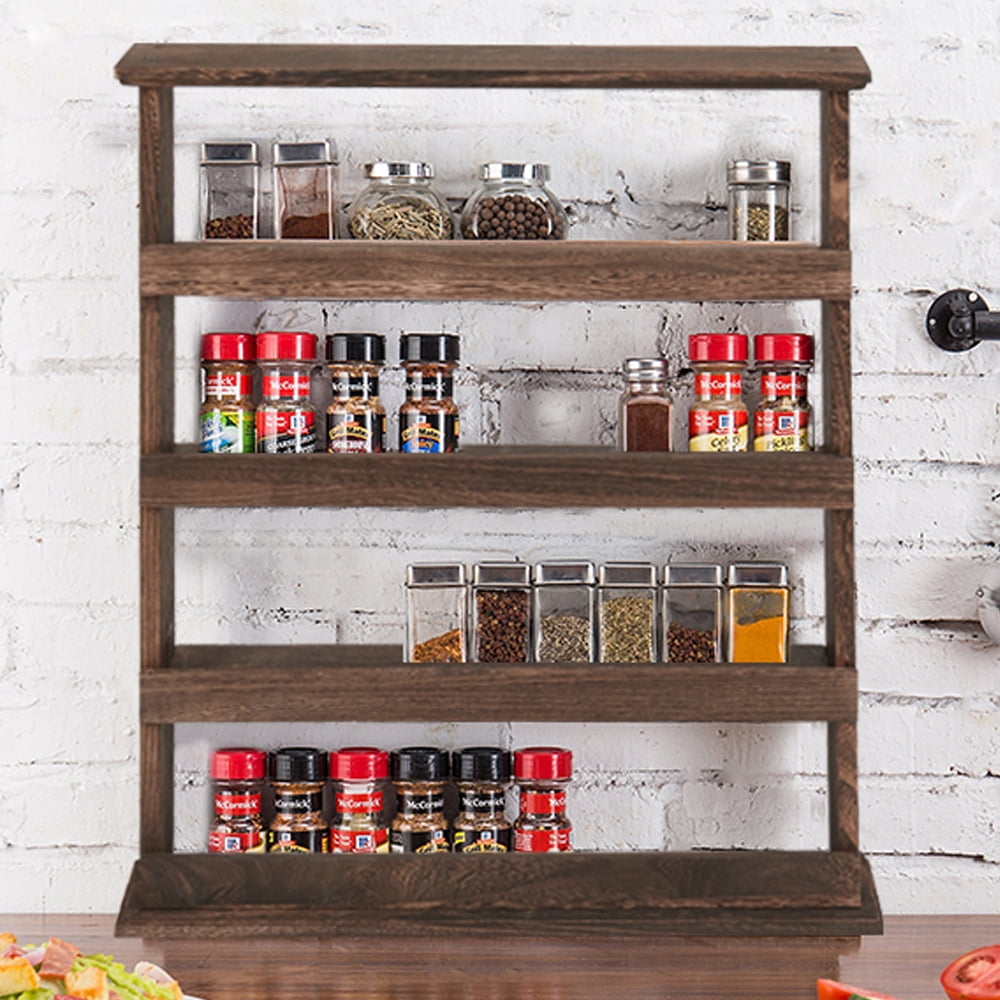 BMTBUY Wood Spice Rack Wall Mount; Wooden Spice Rack Holder; Seasoning