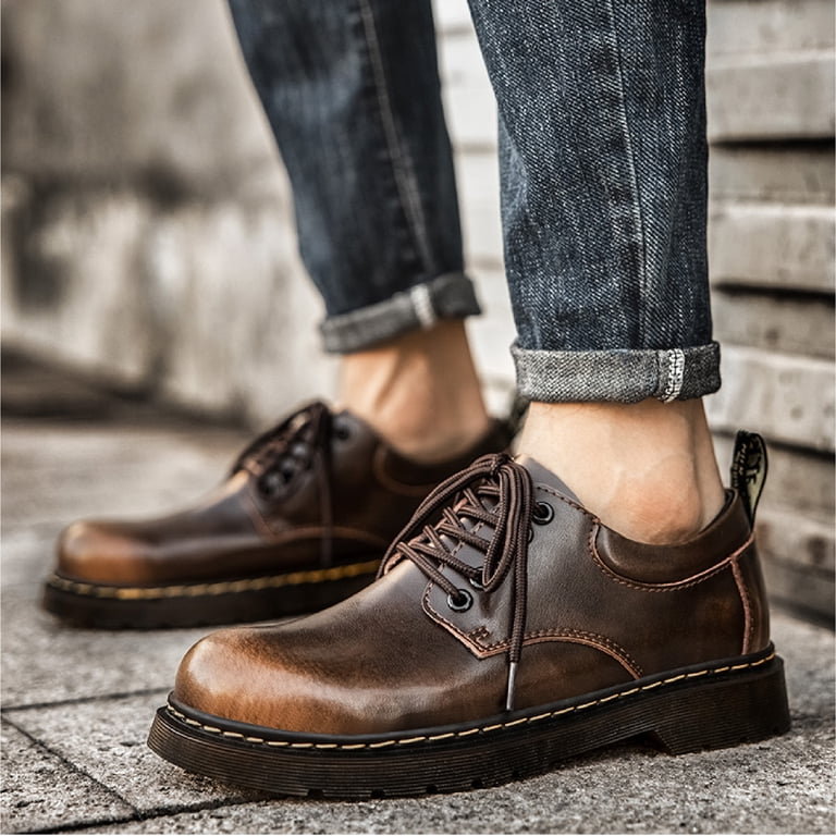 Mens Leather Oxfords Lightweight Lace-up Loafers Casual  display picture 2