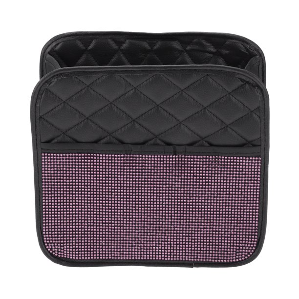 Bolsas de basura para automóvil Unique Bargains colgantes para asientos delanteros y traseros, cubo de basura de cuero sintético, rosa y negro, 1 pieza