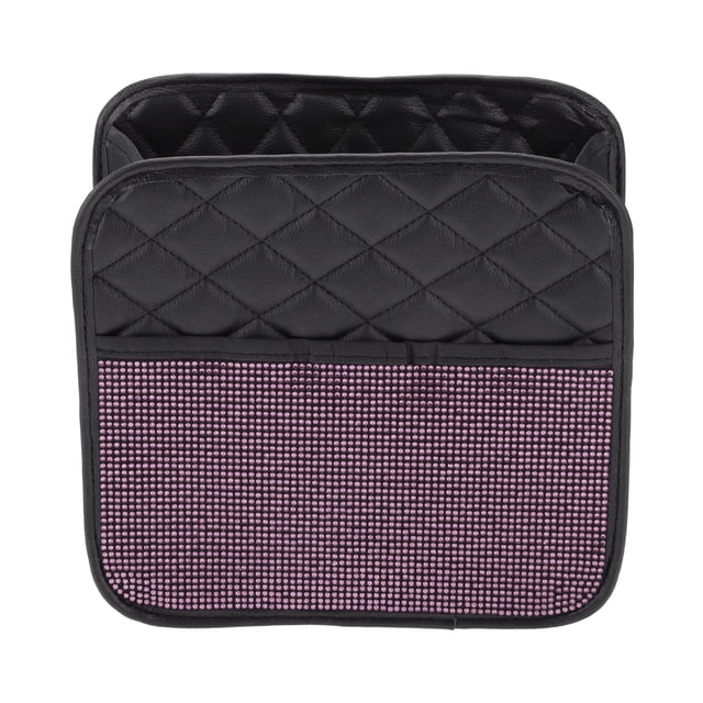 Bolsas de basura para automóvil Unique Bargains colgantes para asientos delanteros y traseros, cubo de basura de cuero sintético, rosa y negro, 1 pieza