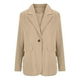 thumbnail image 4 of Rotm Suits for Women Women's Work Office Blazer Stretch Lapel Collar Long Sleeve Jacket Suit Blazer Beige,2XL, 4 of 6