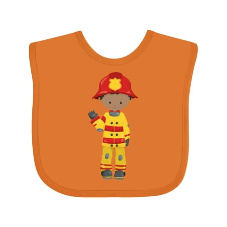 

Inktastic African American Boy Fireman Firefighter Helmet Gift Baby Boy Bib