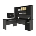 thumbnail image 2 of Bestar Norma 71W L-Shaped Desk with Hutch in black & bark gray, 2 of 6