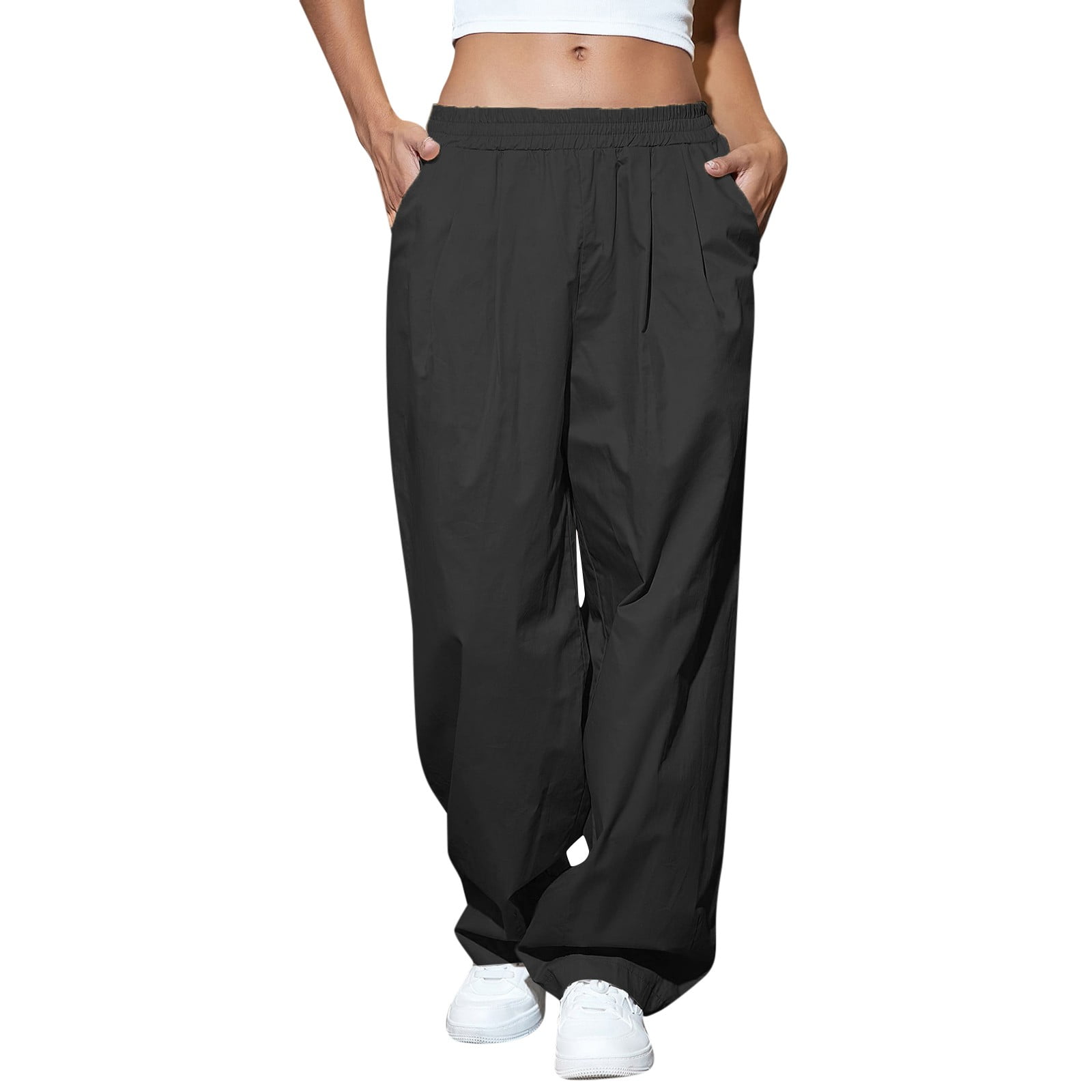 Kappa Womens Cargo Pants Black Chinos Pockets Stretch Gold Logo Size Medium  HTF
