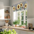 thumbnail image 3 of Vintage Floral Valances for Windows, 42 x 18in, Sunflowers Black Buffalo Plaid Farmhouse Rod Pocket Kitchen Valance Curtain Light Filtering Window Treatments for Living Room Bedroom, 1 Panel, 3 of 7