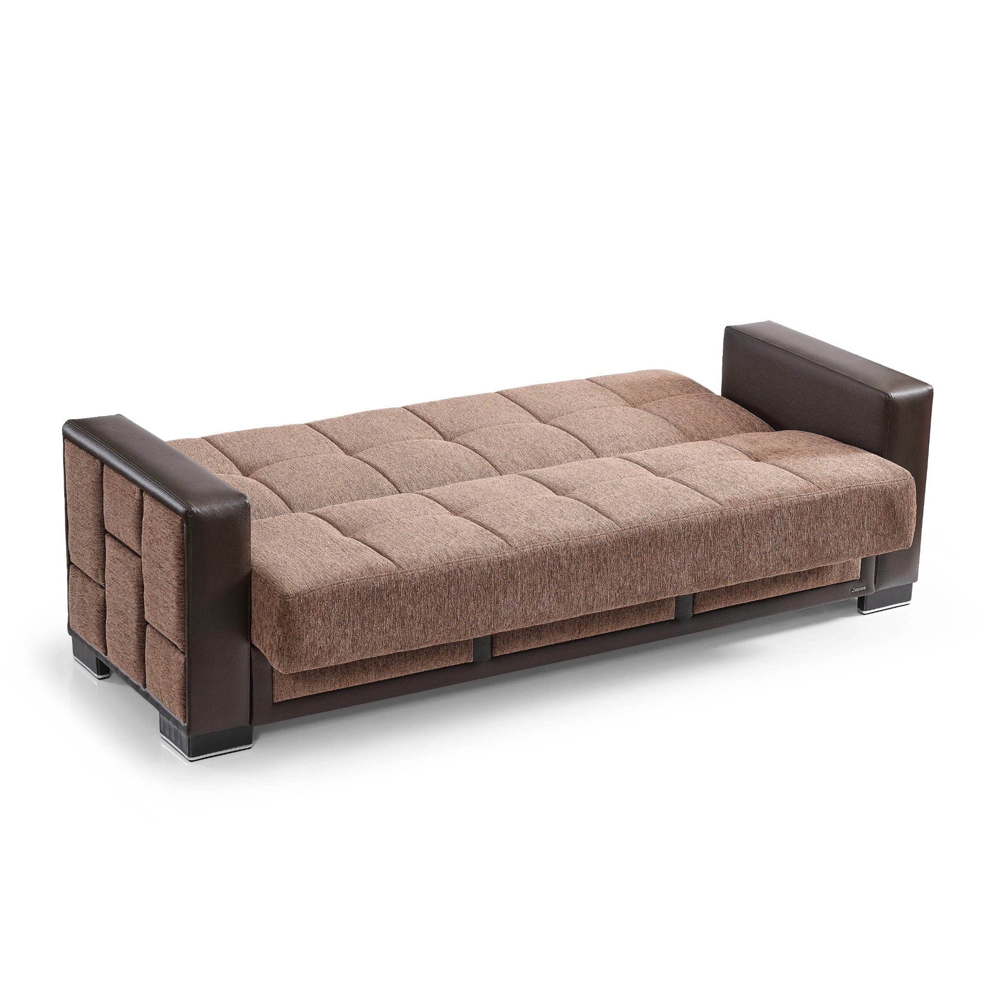 Ottomanson 87" Convertible Sofa Couch for Living Room, Chenille Modern Sofa Bed with Storage, Brown