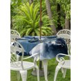 thumbnail image 3 of Outdoor Tablecloth with Umbrella Hole for Patio/Picnic/Party/Camping, Blue Black Mountain Waterproof Table Cloth Round Cover Washable, Forest Pine Trees Abstract Art (Dia 54"), 3 of 9