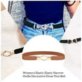 thumbnail image 4 of Maoww Ceinture de Robe Mode Élastique Fines Sangles en Cuir avec Boucles Style Simple Multicolore Cadeaux de la Saint-Valentin Anniversaire pour Femmes Beige Clair, 4 of 6