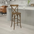 thumbnail image 2 of Flash Furniture HERCULES Series Dark Antique Wood Cross Back Barstool, 2 of 12