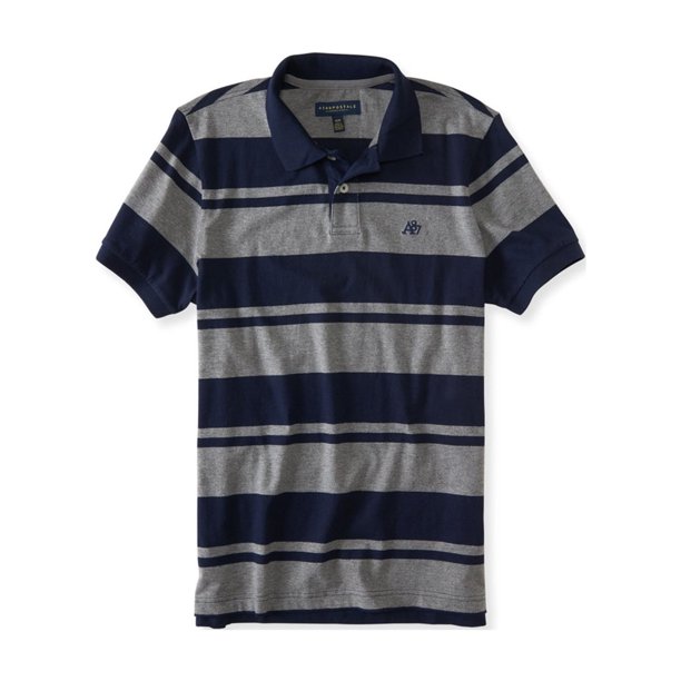 Aeropostale - Polo de rugby a rayas A87 para hombre, azul, mediano Aeropostale polo, rugbi