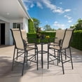 thumbnail image 7 of HOYOA Patio Bar Stools Chair of 4, Outdoor Bar Height Set, All Weather High Back and Armrest Rocking Stools & Bar Chairs for Backyard, Lawn Garden, Balcony and Pool (Brwon), 7 of 7