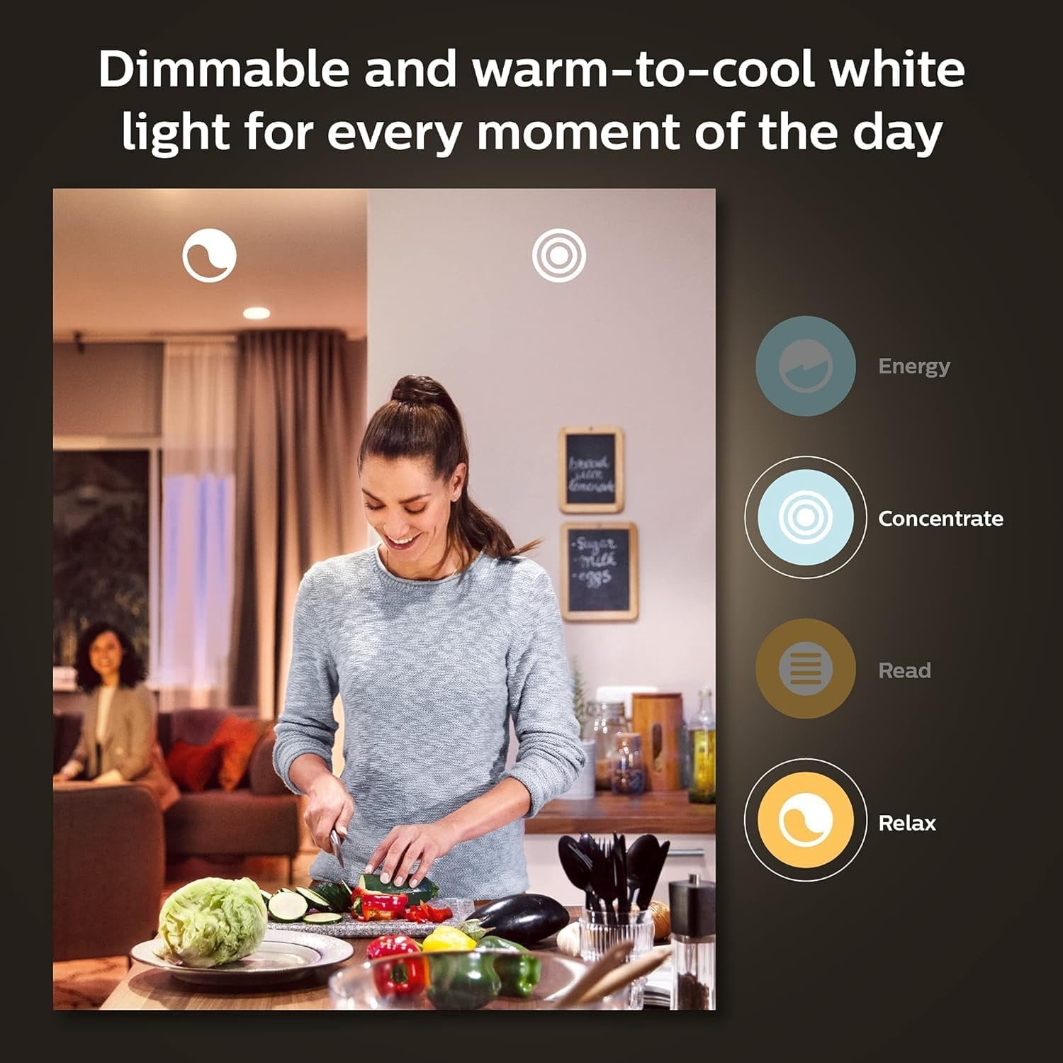 Smart 60W A19 LED Bulb - White Ambiance Warm-to-Cool White Light - 2 Pack - 800LM - E26 - Indoor - Control with Hue App - Works with Alexa, Google Assistant and Apple Homekit