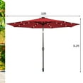 thumbnail image 3 of Barara King Outdoor Waterproof Table Umbrella, UV Protection Pool Umbrella, 10' Solar LED Lighted Patio Market Umbrella Shade Tilt Adjustment Crank-Dark Red, 3 of 6